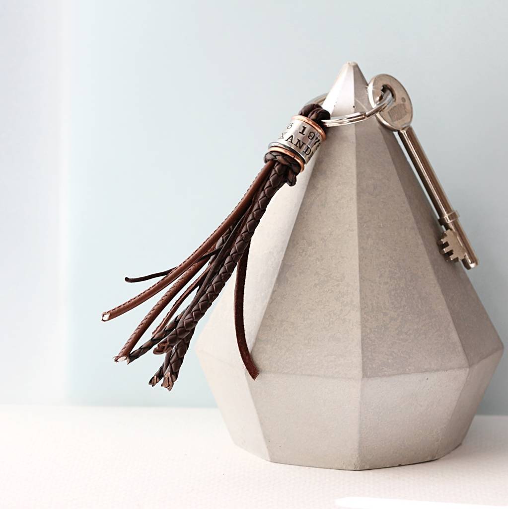 Image of Leather Tassel Personalised Keyring