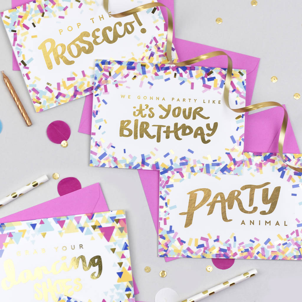 'party animal!' birthday confetti card by jane katherine houghton