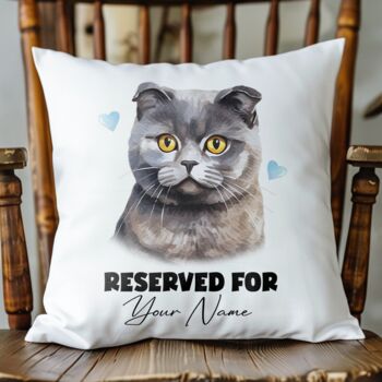 Personalised Scottish Fold Cat Reserved For Cushion Cover, 2 of 2