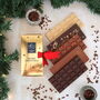 Five Chocolate Bars In Gold Christmas Gift Box, thumbnail 1 of 6