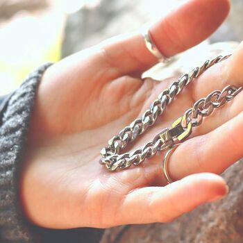 Thick Curb Chain Bracelet 8mm 316 Stainless Steel, 4 of 9