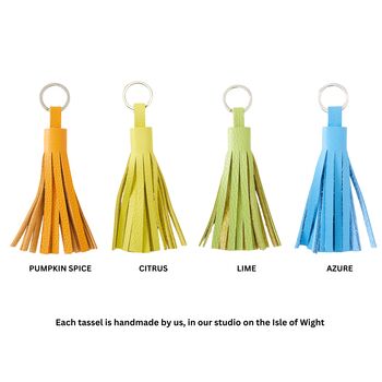 Handmade Leather Bag Tassel Keyring, 7 of 10