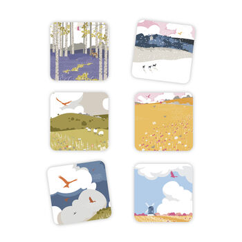 Set Of Six Countryside Melamine And Cork Coasters, 3 of 3