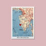 Personalised Vintage Map Print With Red Heart, thumbnail 3 of 4