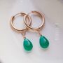 Green Onyx Hoop Earrings, thumbnail 1 of 12