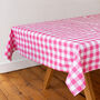Raspberry Pink And White Fabric Gingham Tablecloth, thumbnail 2 of 4