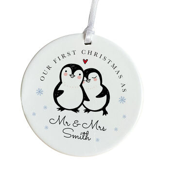 Personalised Our First Christmas Married Ceramic Gift Ornament, 7 of 7