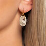 Cream And Pearlescent Taupe Geometric Circular Earrings • Gold Plated Sterling Silver Hooks, thumbnail 4 of 8