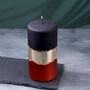 G Decor Midnight Mirror Glass Effect Limited Edition Hand Finished Pillar Candle – Matte Black, Deep Red And Mirror Gold Embellishment, thumbnail 2 of 4