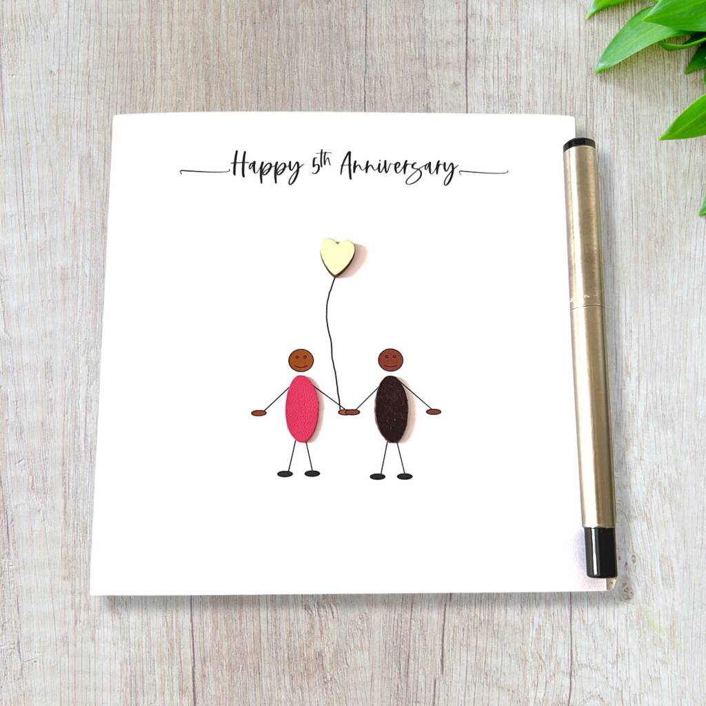 5th Anniversary Card Wood Wedding Anniversary By The Dogs Collars UK