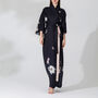 Silk Kimono Dressing Gown Royal Peacock | Black, thumbnail 7 of 10