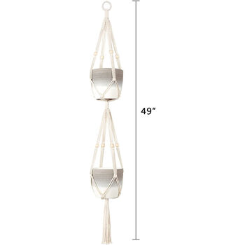 Tier Of Two Cotton Rope Hanging Planter Basket, 3 of 4