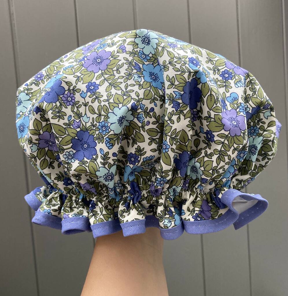 Shower Cap Cornflour Vintage Inspired Floral Print By Love Lammie & Co