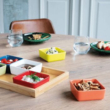 Set Of Six Porcelain Bowls With A Wooden Serving Tray, 5 of 12