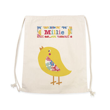 Personalised Singing Bird Cotton Nursery Bag, 4 of 4