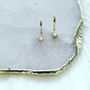 Opal Starburst Huggie Gold Plated Hoop Earrings, thumbnail 1 of 5