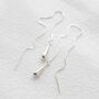 Sterling Silver Teardrop Threader Earrings, thumbnail 4 of 5