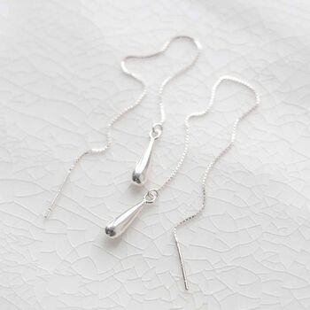 Sterling Silver Teardrop Threader Earrings, 4 of 5