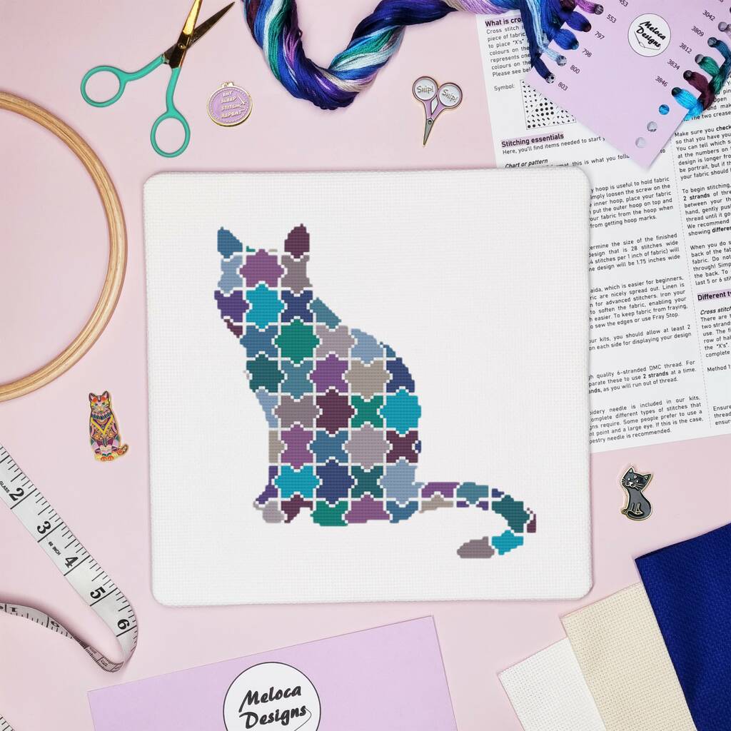 Jigsaw Cat Cross Stitch Kit, 1 of 8