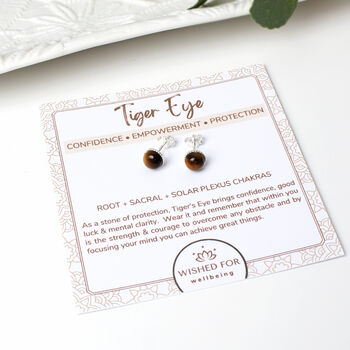 Tiger's Eye Sterling Silver Studs, Confidence, 4 of 5