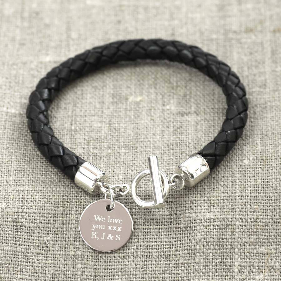 leather and silver bracelet by hersey silversmiths | notonthehighstreet.com