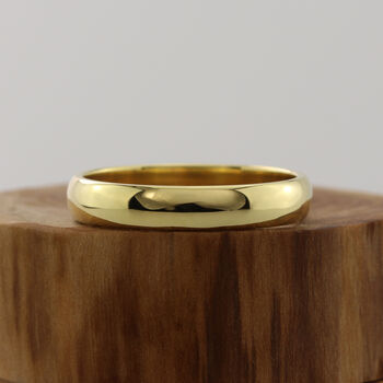 Men's 18ct Gold Polished D Shape Wedding Ring, 5 of 5