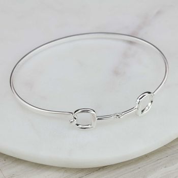 Solid Silver Riding Snaffle Bangle, 2 of 8