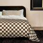 Sona Checkerboard Coffee And Cream Recycled Cotton Throw, thumbnail 6 of 7