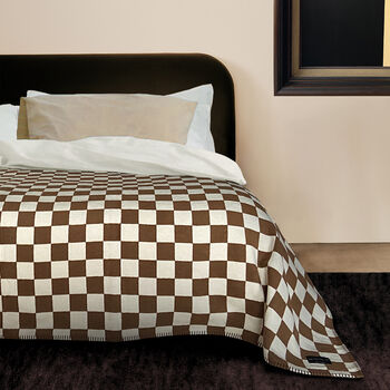 Sona Checkerboard Coffee And Cream Recycled Cotton Throw, 6 of 7