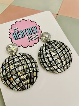 / Sparkly Mirror Ball Gift / Festival Statement Jewellery Silver Party Accessory / New Year's Eve Jewellery Shimmering Club Style, 6 of 6