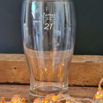 21st Birthday Bow Tie Beer Glass, 8 of 8