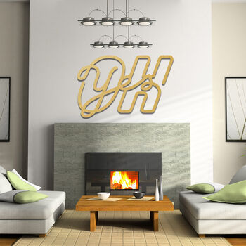 Oh Yes Bold Script Wooden Sign Modern Typography Art, 5 of 9