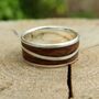 Silver Wave Ring With Dark Oak Inlay, thumbnail 3 of 10