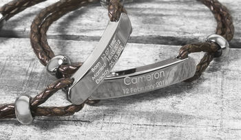 Men's Personalised Name And Date ID Bracelet, 7 of 12