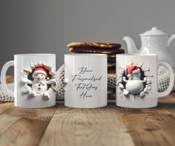 Cute Personalised Christmas Snowman Breakout Mug, 2 of 2