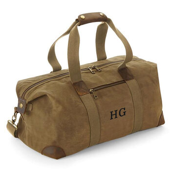 Monogrammed Luxury Waxed Canvas Holdall, 3 of 3