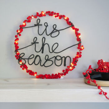 Tis The Season Holly Fairy Light Wreath, 8 of 12