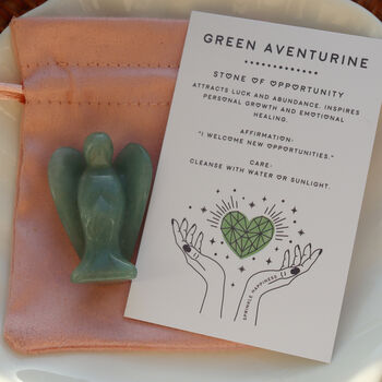 Green Aventurine Angel Crystal 4cm With Gift Bag, 3 of 5
