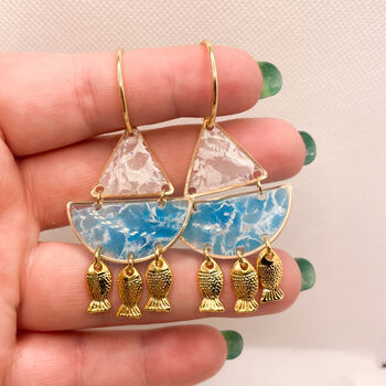 Sailing Boat, Resin And Clay Statement Earrings, 7 of 11