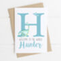 Personalised New Baby Card Blue Dinosaurs, thumbnail 4 of 6