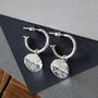 Sterling Silver Disc Stud Hoops, thumbnail 1 of 6