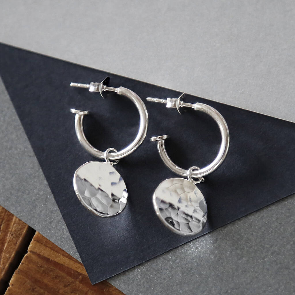 Sterling Silver Disc Stud Hoops By Martha Jackson Sterling Silver