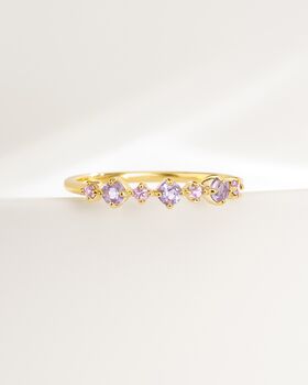 Pink Sapphire And Amethyst Stackable Half Eternity Band In Sterling Silver And Gold, 2 of 12