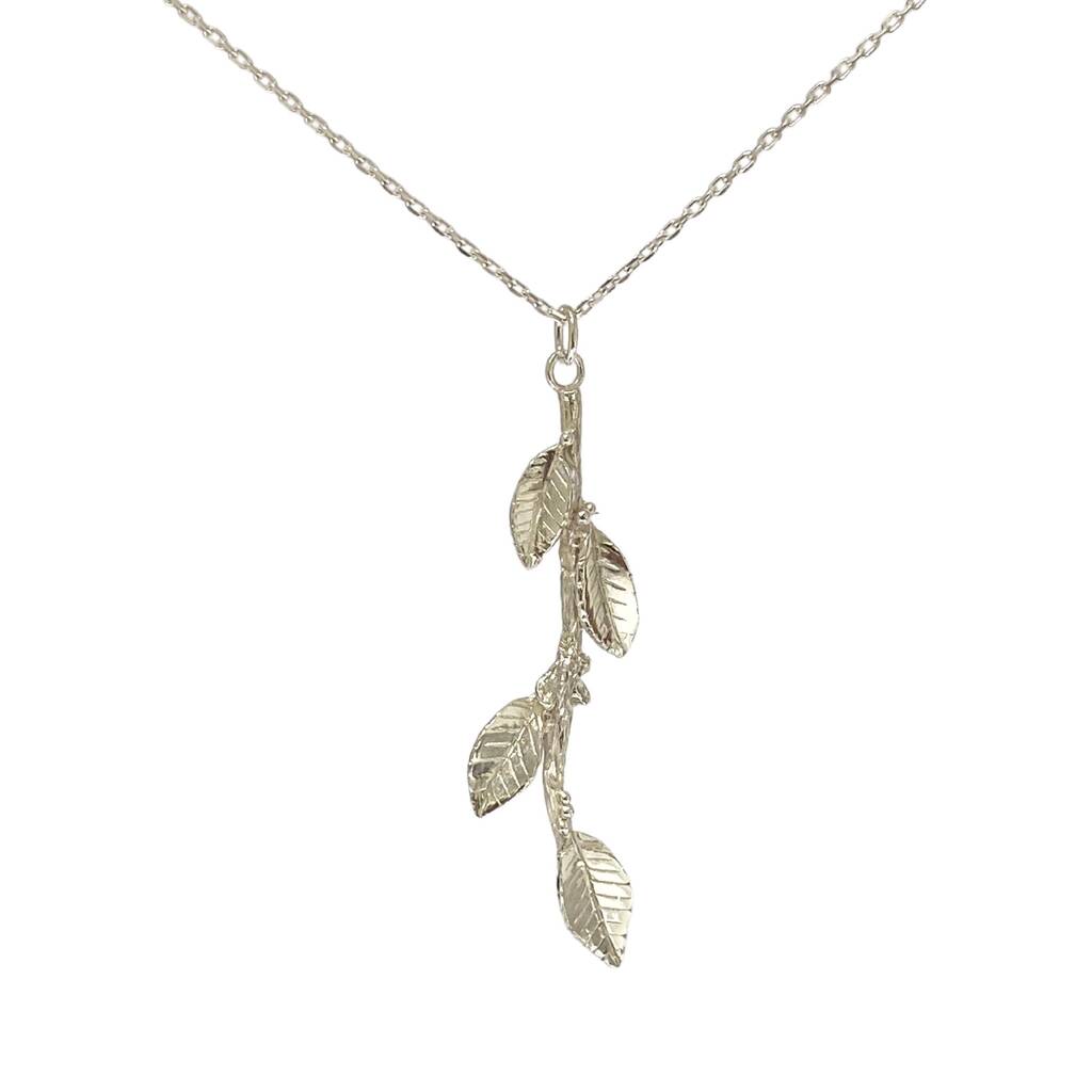 Laurel Leaf Pendant, Sterling Silver Nature Necklace, 1 of 6