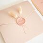 Blush Pink And Gold Bunny Tails Wedding Invitation, thumbnail 7 of 9