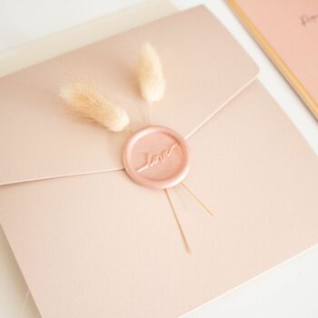 Blush Pink And Gold Bunny Tails Wedding Invitation, 7 of 9