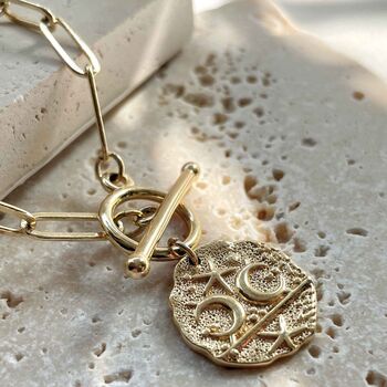 Celestial Moon Pendant T Bar Necklace, 5 of 5