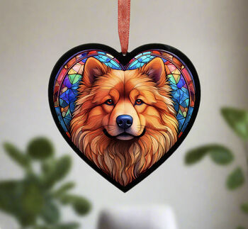 Chow Chow Stained Glass Effect Heart Suncatcher, 3 of 6