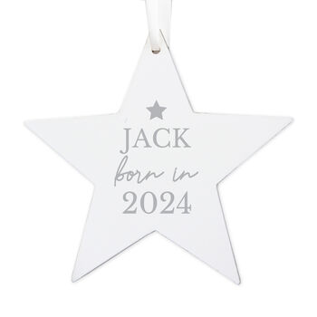 New Baby Born In Wooden Star Decoration, 4 of 4