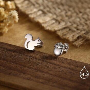 Mismatched Squirrel And Acorn Stud Earrings, 9 of 12
